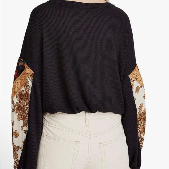 Free People Black and Tan Boho Blouse - Picture 2 of 10
